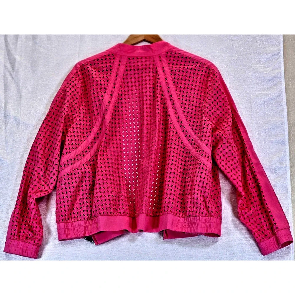 G by Giuliana Rancic Women's Pink Cutout Eyelet Design Jacket 100% Cotton Sz 2XL - Picture 6 of 7